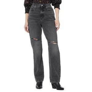 Madewell Baggy Straight Jeans Distressed Faded Black Black high waisted jeans